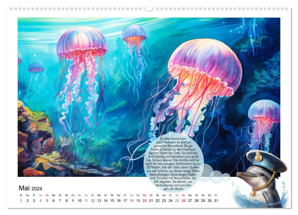 Dupini, the dolphin, and his magical underwater world (CALVENDO wall calendar 2024) 