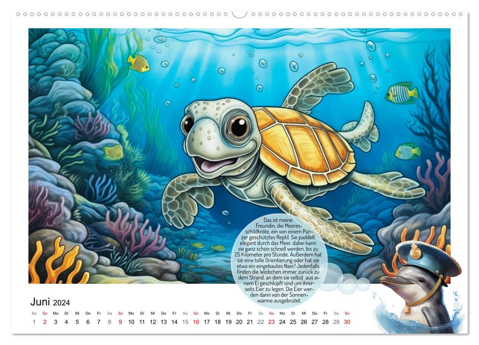 Dupini, the dolphin, and his magical underwater world (CALVENDO wall calendar 2024) 
