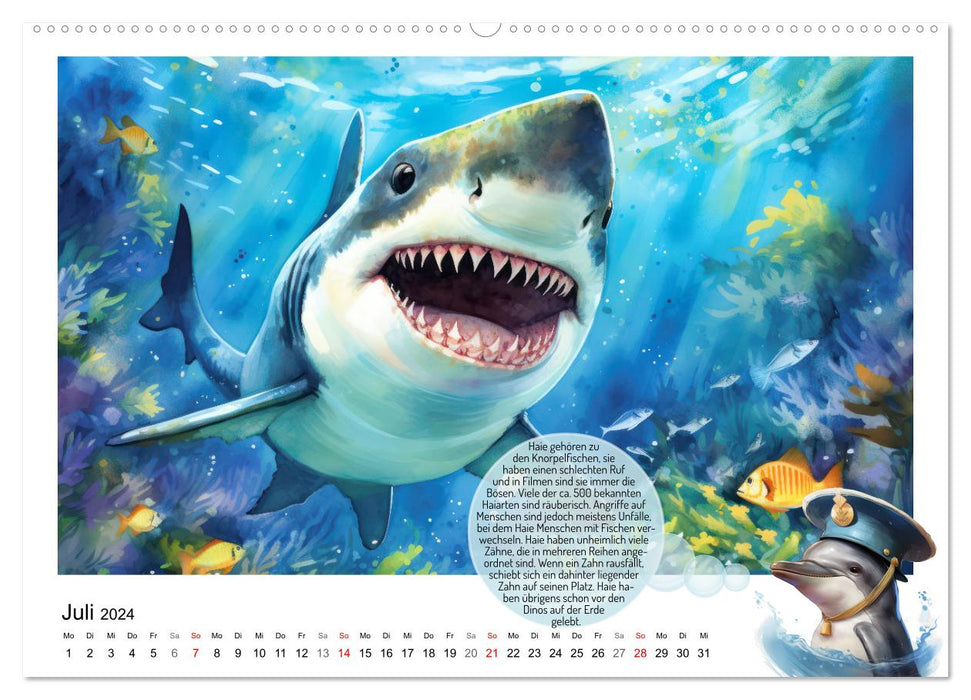 Dupini, the dolphin, and his magical underwater world (CALVENDO Premium Wall Calendar 2024) 