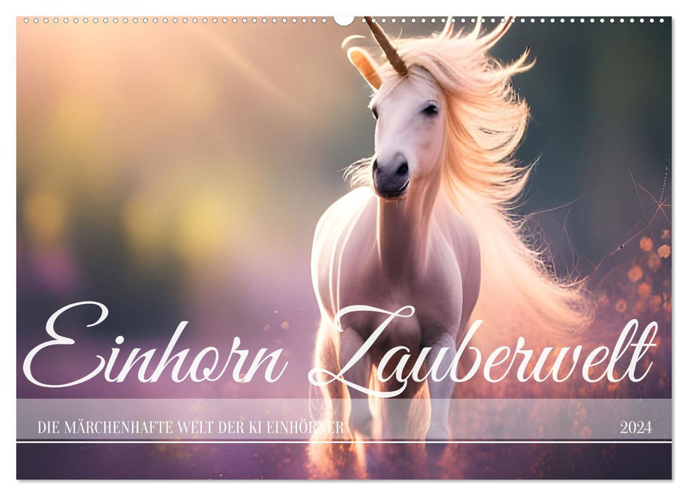 Unicorn Magic World - Le monde féerique des licornes IA (Calendrier mural CALVENDO 2024) 