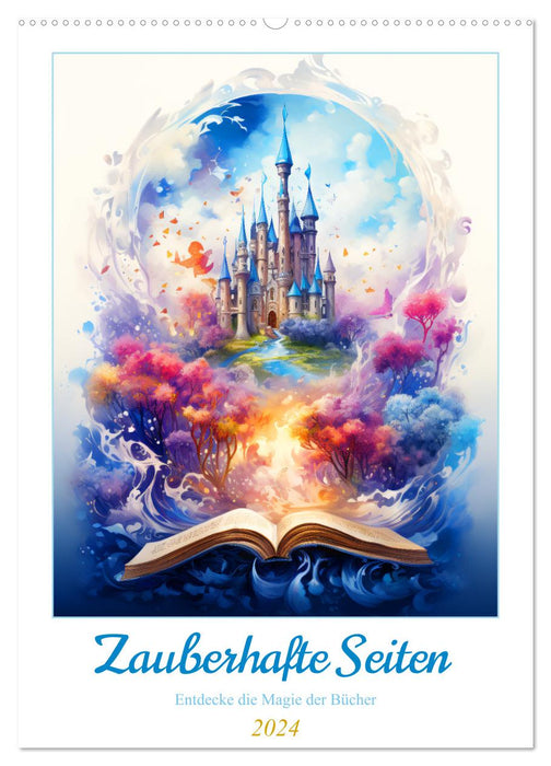 Pages magiques - découvrez la magie des livres (Calendrier mural CALVENDO 2024) 