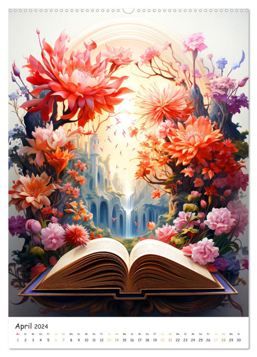 Pages magiques - découvrez la magie des livres (Calendrier mural CALVENDO 2024) 