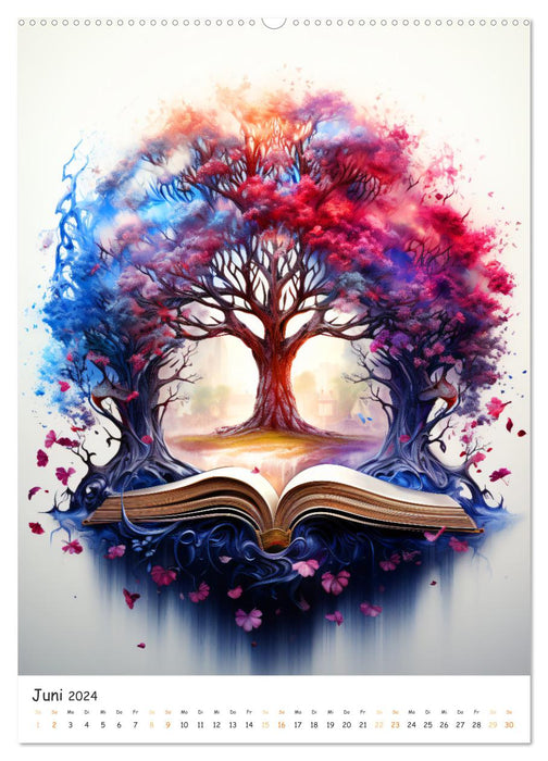 Pages magiques - découvrez la magie des livres (Calendrier mural CALVENDO 2024) 
