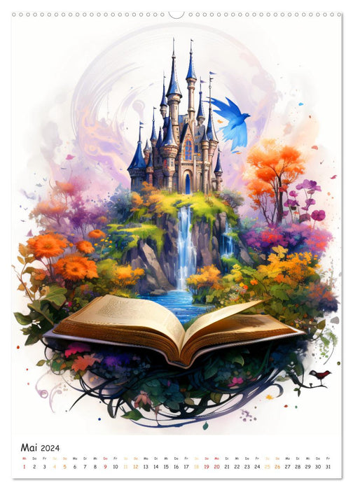 Pages magiques - découvrez la magie des livres (Calendrier mural CALVENDO Premium 2024) 