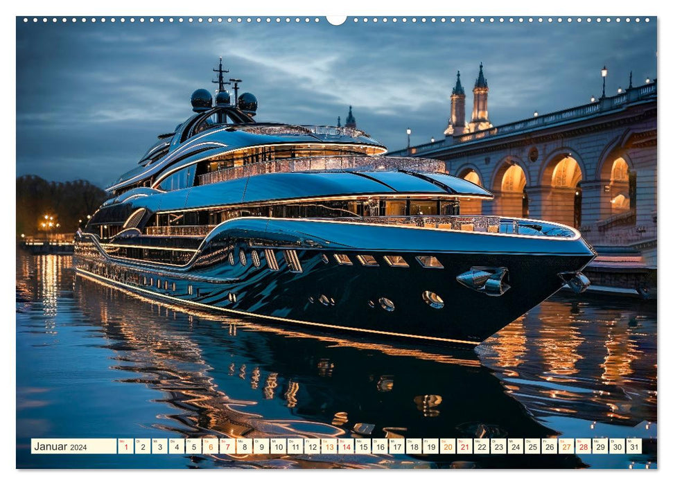 Mega Yachts Fantasies (Calendrier mural CALVENDO Premium 2024) 