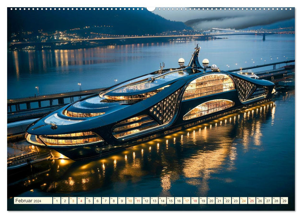 Mega Yachts Fantasies (Calendrier mural CALVENDO Premium 2024) 