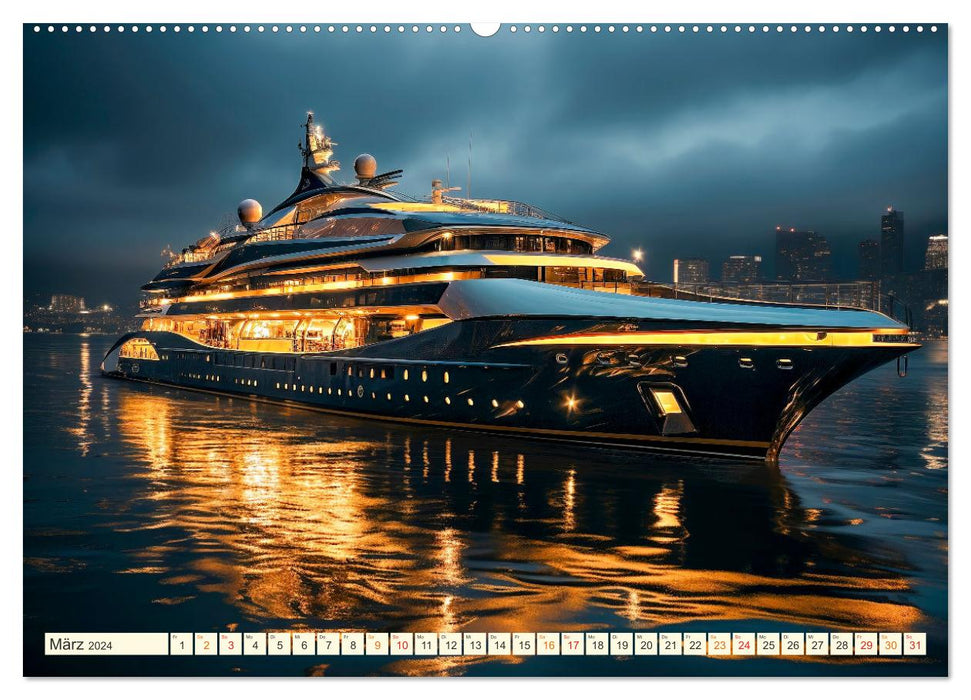 Mega Yachten Fantasien (CALVENDO Premium Wandkalender 2024)