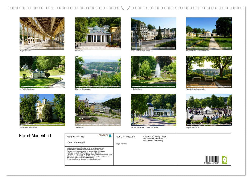 Marienbad spa town (CALVENDO wall calendar 2024) 