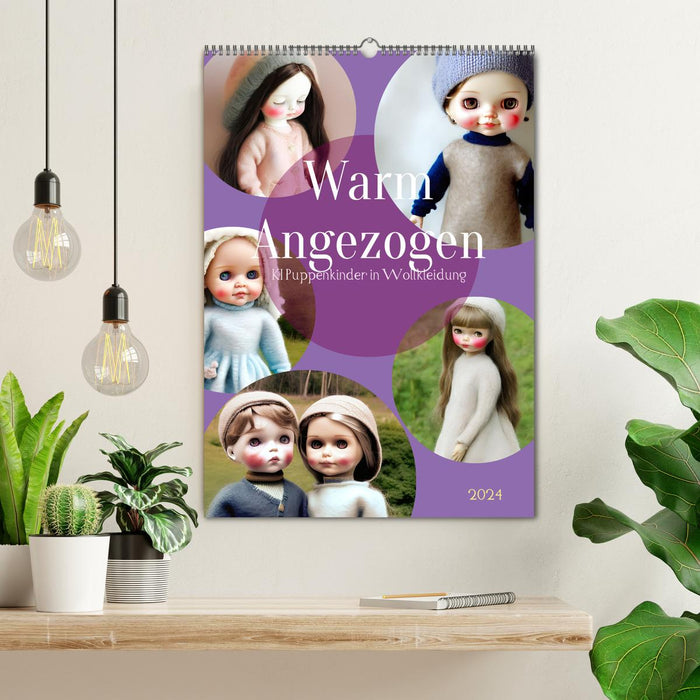 Warm angezogen KI Puppenkinder in Wollkleidung (CALVENDO Wandkalender 2024)