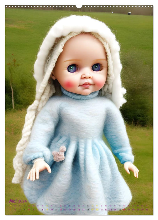 Enfants de poupée KI habillés chaudement avec des vêtements en laine (calendrier mural CALVENDO 2024) 