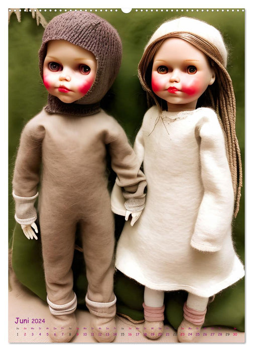 Warm angezogen KI Puppenkinder in Wollkleidung (CALVENDO Wandkalender 2024)