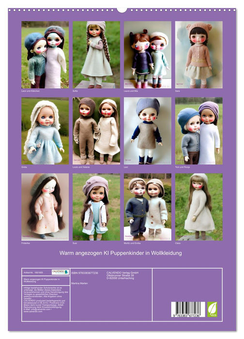 Warm angezogen KI Puppenkinder in Wollkleidung (CALVENDO Premium Wandkalender 2024)