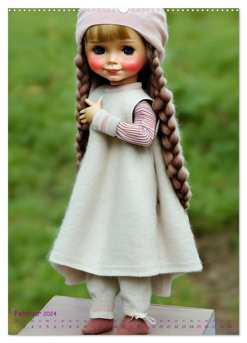 KI doll children dressed warmly in wool clothing (CALVENDO Premium Wall Calendar 2024) 