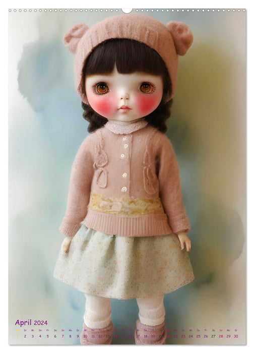 KI doll children dressed warmly in wool clothing (CALVENDO Premium Wall Calendar 2024) 