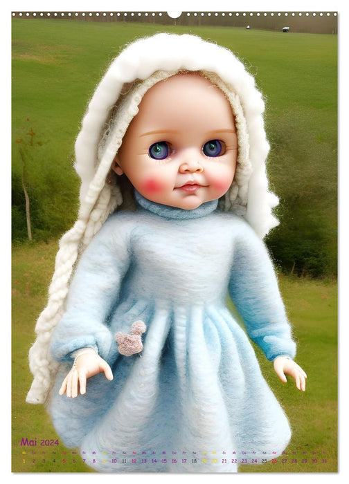 KI doll children dressed warmly in wool clothing (CALVENDO Premium Wall Calendar 2024) 