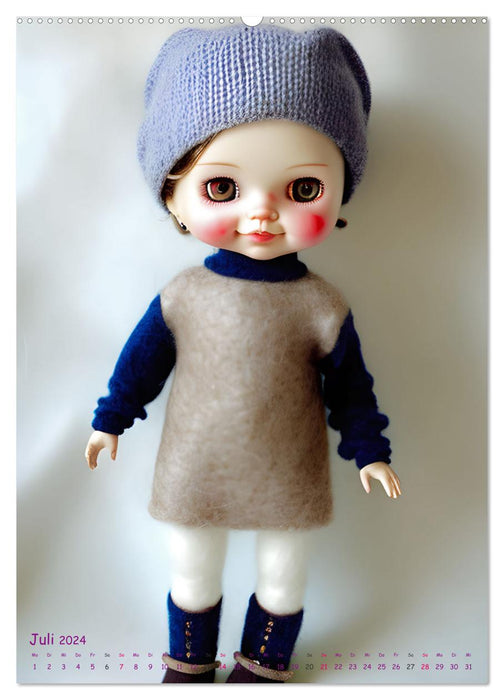 Enfants de poupée KI habillés chaudement avec des vêtements en laine (Calvendo mural Premium CALVENDO 2024) 