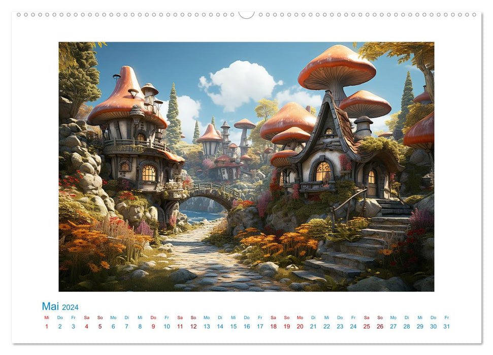 Fairytale Mushroom Houses (CALVENDO Premium Wall Calendar 2024) 