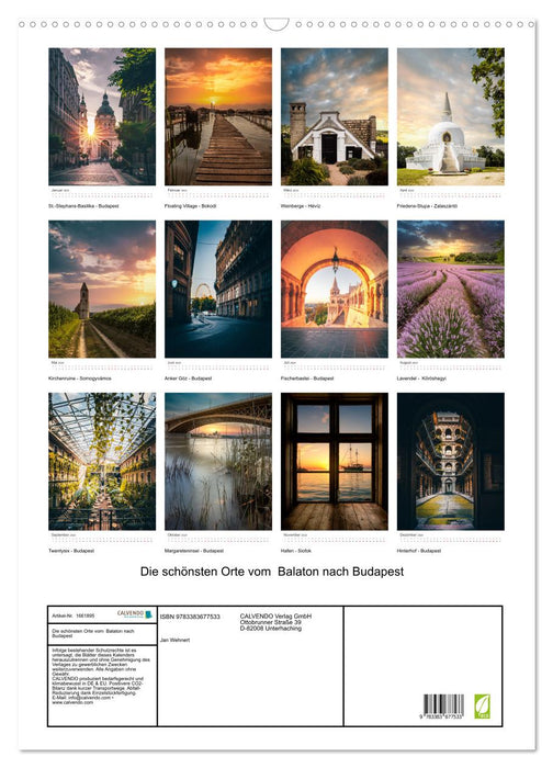 The most beautiful places from Balaton to Budapest (CALVENDO wall calendar 2024) 