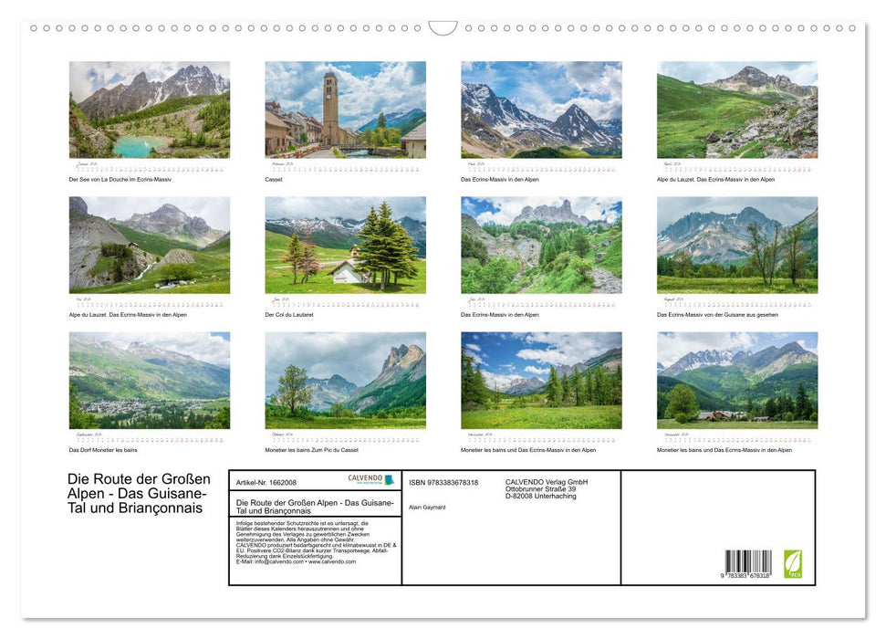 Die Route der Großen Alpen - Das Guisane-Tal und Briançonnais (CALVENDO Wandkalender 2024)