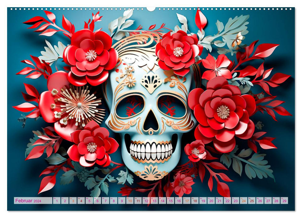 Skull Flower - Totenkopf ART (CALVENDO Wandkalender 2024)