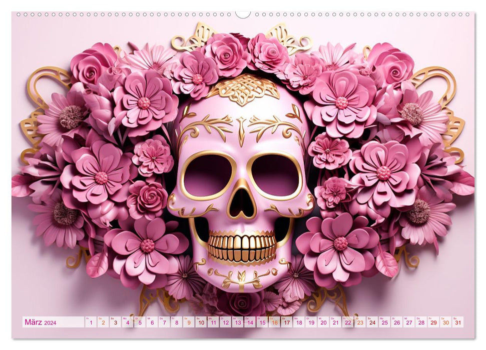Skull Flower - Totenkopf ART (CALVENDO Premium Wandkalender 2024)