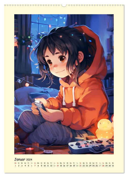 Mädchen. Der Alltag zauberhafter Manga-Girls (CALVENDO Premium Wandkalender 2024)