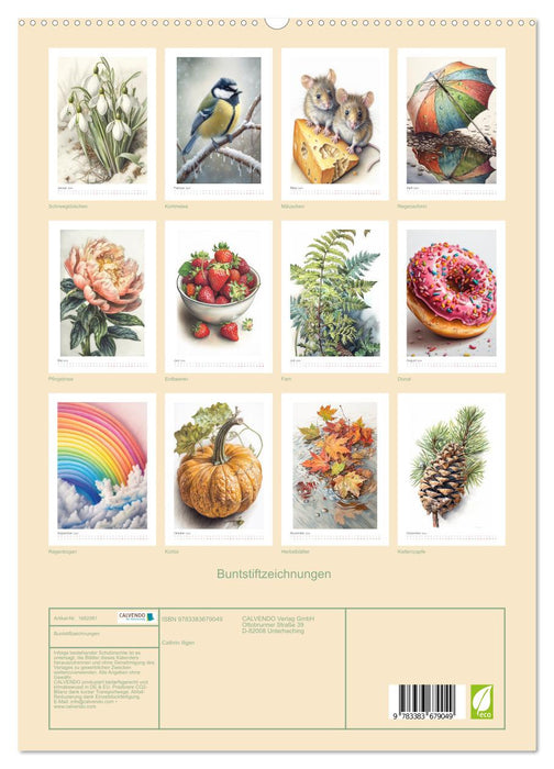 Colored pencil drawings (CALVENDO Premium Wall Calendar 2024) 