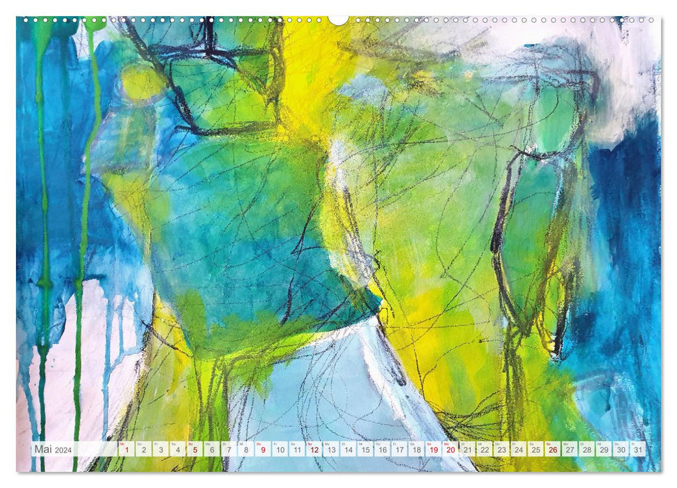 Farbe, Fläche, Linie und Form - Abstrakte Malerei von Michaela Spreider (CALVENDO Wandkalender 2024)