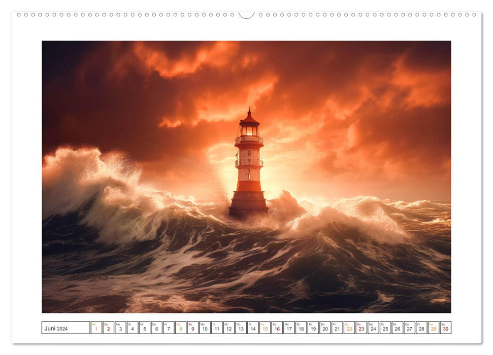 AI lighthouses (CALVENDO Premium Wall Calendar 2024) 