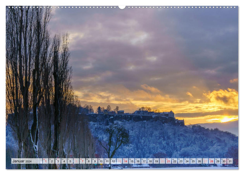 Die Festung Königstein im Wandel der Jahreszeiten (CALVENDO Wandkalender 2024)