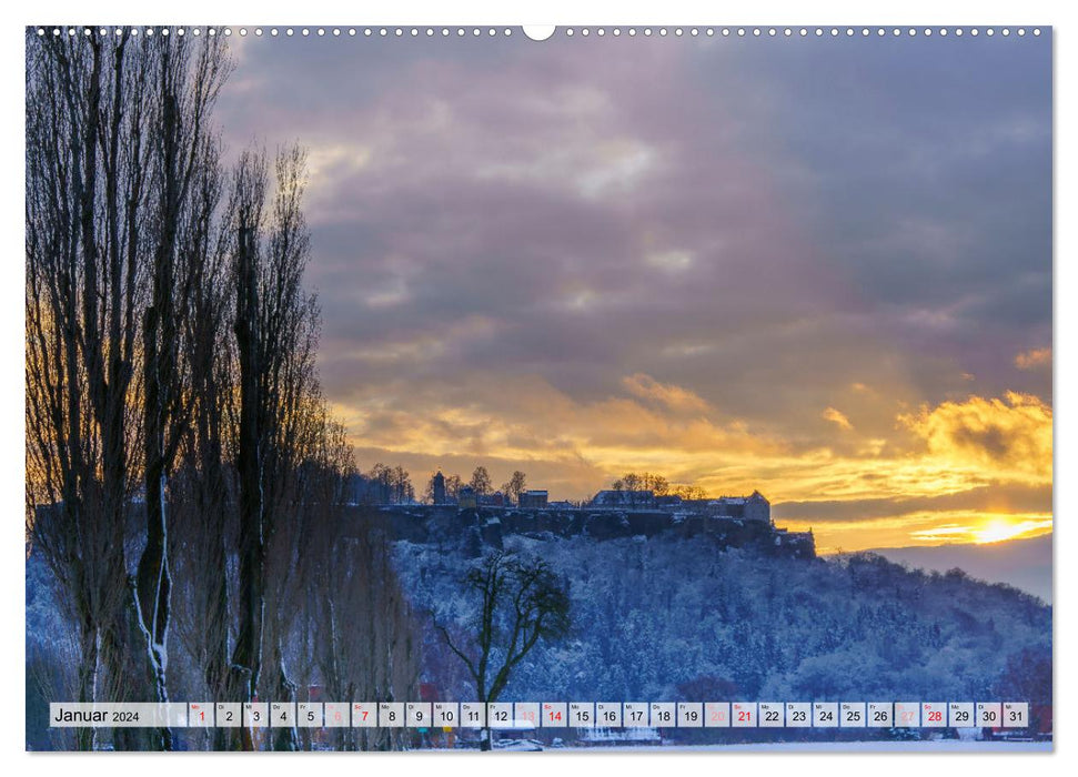 Die Festung Königstein im Wandel der Jahreszeiten (CALVENDO Premium Wandkalender 2024)