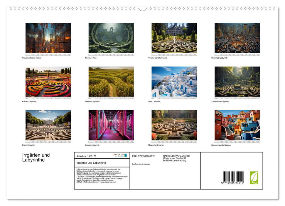 Irrgärten und Labyrinthe (CALVENDO Premium Wandkalender 2024)