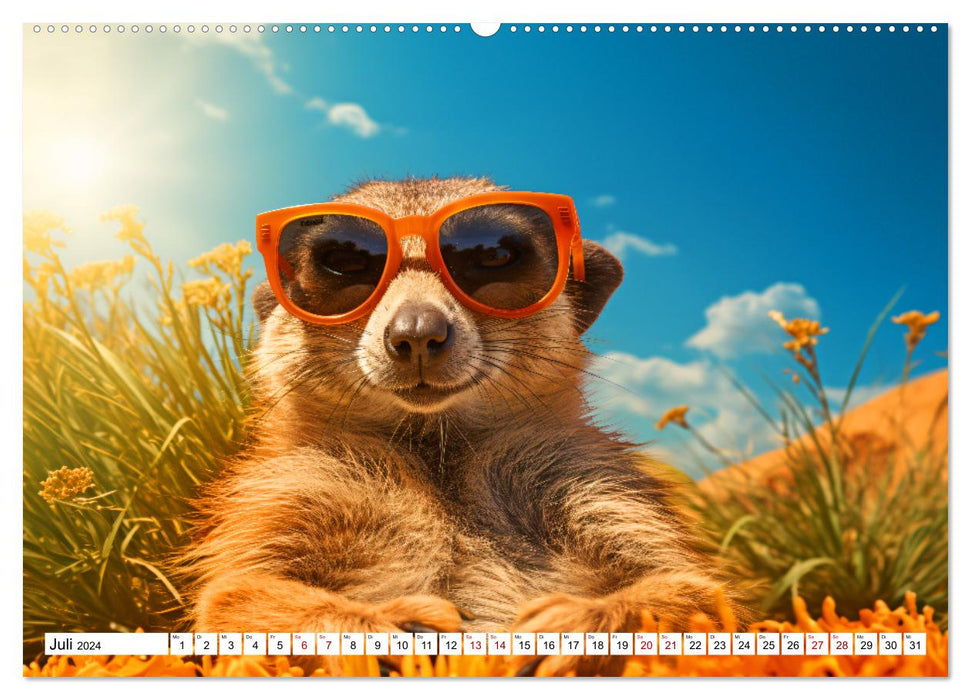 Sonnige Schnappschüsse - Ein Jahr voller fröhlicher Tiere (CALVENDO Premium Wandkalender 2024)