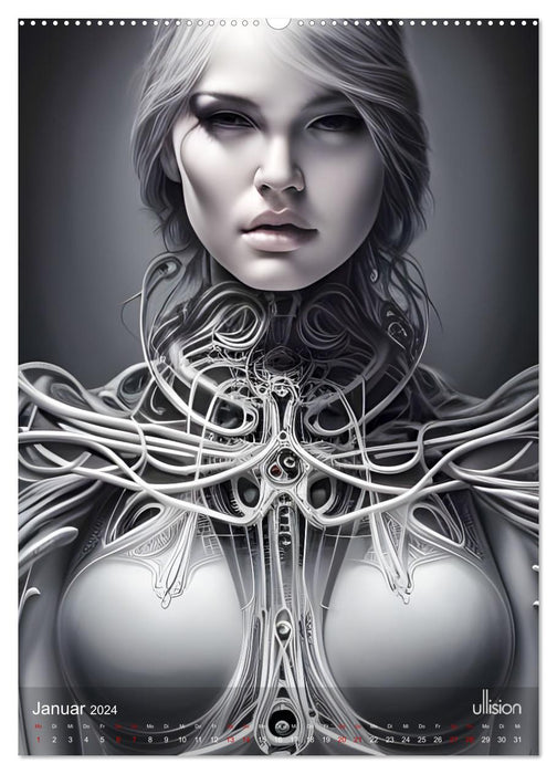 Portrait biomécanique - La beauté entre l'homme et la machine (Calendrier mural CALVENDO 2024) 