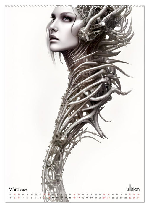 Biomechanic Portrait - Schönheit zwischen Mensch und Maschine (CALVENDO Wandkalender 2024)