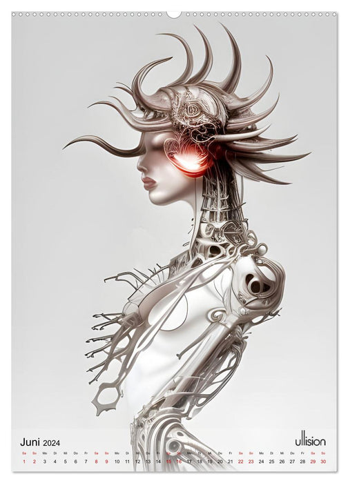 Portrait biomécanique - La beauté entre l'homme et la machine (Calendrier mural CALVENDO 2024) 