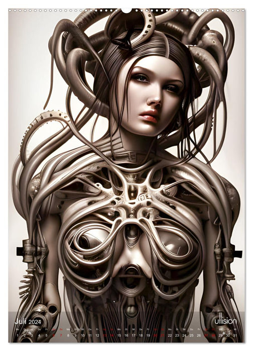 Portrait biomécanique - La beauté entre l'homme et la machine (Calendrier mural CALVENDO Premium 2024) 