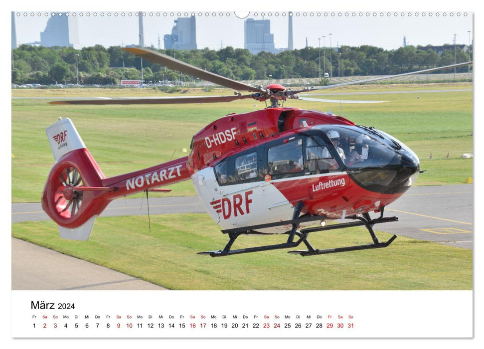 Rettungshubschrauber in Action (CALVENDO Premium Wandkalender 2024)