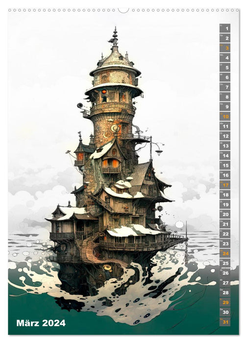 Wächter der Meere - Surreale Architektur (CALVENDO Wandkalender 2024)