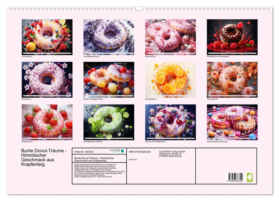 Bunte Donut-Träume - Himmlischer Geschmack aus Krapfenteig (CALVENDO Wandkalender 2024)