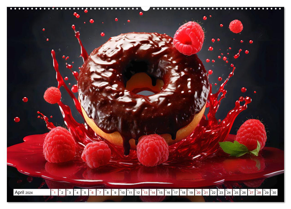 Bunte Donut-Träume - Himmlischer Geschmack aus Krapfenteig (CALVENDO Wandkalender 2024)