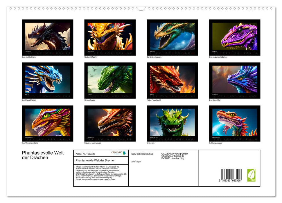 Phantasievolle Welt der Drachen (CALVENDO Premium Wandkalender 2024)