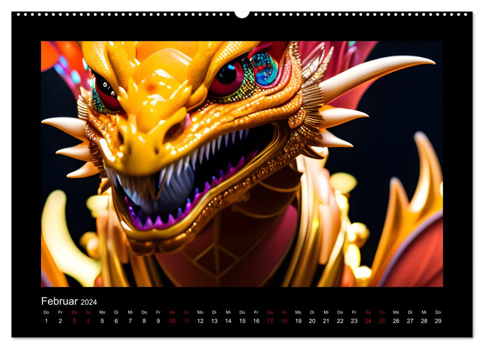 Phantasievolle Welt der Drachen (CALVENDO Premium Wandkalender 2024)