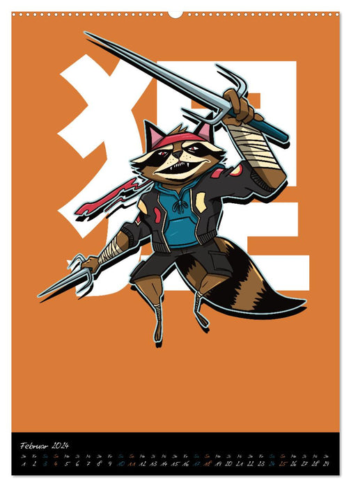 Gefährliche Tier Samurai (CALVENDO Premium Wandkalender 2024)