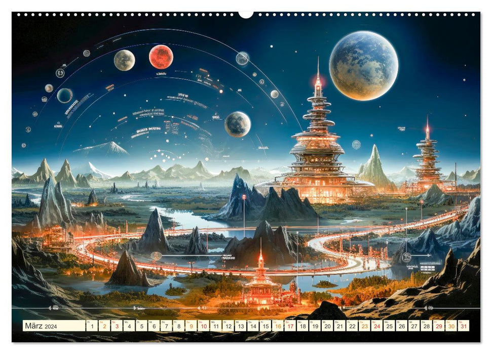Futuristische Lebens Welten (CALVENDO Wandkalender 2024)