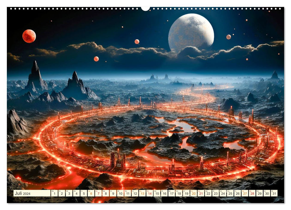 Futuristische Lebens Welten (CALVENDO Premium Wandkalender 2024)