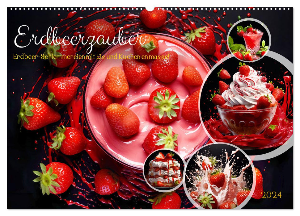 Erdbeerzauber - Erdbeer-Schlemmereien mit Eis und Kuchen en masse! (CALVENDO Wandkalender 2024)