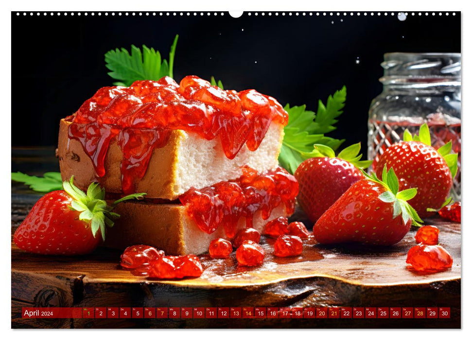 Erdbeerzauber - Erdbeer-Schlemmereien mit Eis und Kuchen en masse! (CALVENDO Premium Wandkalender 2024)