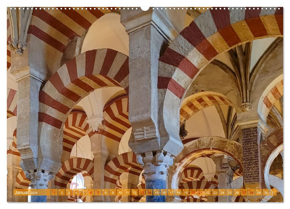 Andalusien, blaues Meer und historische Bauwerke (CALVENDO Wandkalender 2024)