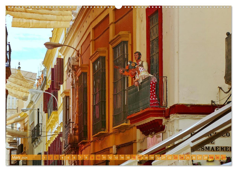 Andalusien, blaues Meer und historische Bauwerke (CALVENDO Premium Wandkalender 2024)